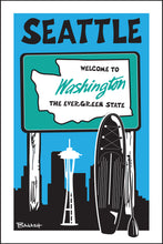 Load image into Gallery viewer, SEATTLE ~ WELCOME SIGN ~ SPACE NEEDLE ~ PADDLE BOARD ~ 2:3
