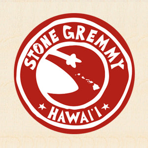 STONE GREMMY SURF ~ CLASSIC BOARD LOGO ~ HAWAII ISLANDS