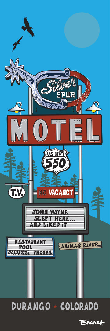 SILVER SPUR MOTEL ~ SIGN POST ~ 8x24
