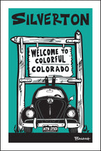 Load image into Gallery viewer, SILVERTON ~ COLORADO WELCOME SIGN ~ SKI BUG GRILL ~ SEAFOAM ~ 2:3