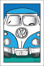 Load image into Gallery viewer, ENCINITAS ~ SIMPLE BUS ~ LARGE GRILL ~ CALIF. OLD HWY 1 ~ SEAFOAM ~ 2:3
