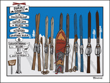 Load image into Gallery viewer, SUMMIT COUNTY ~ SKI TOWN ~ SIGN POST ~ VINTAGE SKIIS ~ SNOWBOARD ~ 3:4