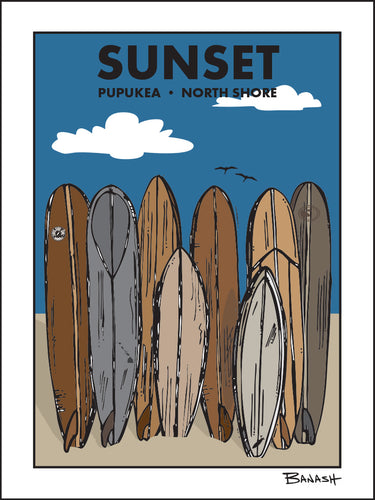 SUNSET BEACH ~ PUPUKEA TOWN ~ SURF QUIVER ~ 3:4