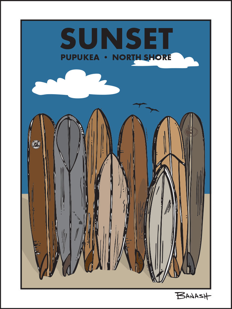 SUNSET BEACH ~ PUPUKEA TOWN ~ SURF QUIVER ~ 3:4