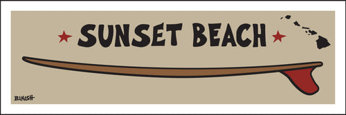 SUNSET BEACH ~ OAHU ~ RED FIN ~ SURFBOARD ~ 8x24