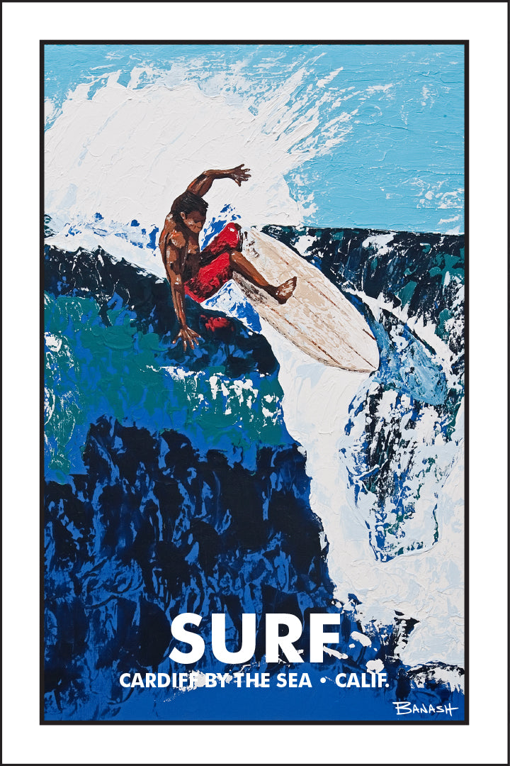 SURF ~ CARDIFF BY THE SEA ~ CALIFORNIA ~ BIG LEFT ~ 12x18