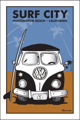 SURF CITY ~ HUNTINGTON BEACH ~ CALIFORNIA ~ SIMPLE SURF BUS GRILL ~ SAND LINES ~ 12x18