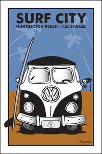 SURF CITY ~ HUNTINGTON BEACH ~ CALIFORNIA ~ SIMPLE SURF BUS GRILL ~ SAND LINES ~ 12x18