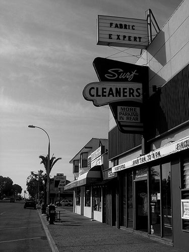 ENCINITAS ~ SURF CLEANERS ~ VINTAGE TOWN SIGN ~ 3:4