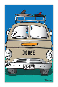 CARDIFF BY THE SEA ~ SURF DODGE VAN ~ 68 REEF ~ 12x18