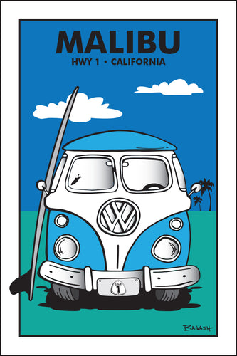 SURF ~ MALIBU ~ CALIFORNIA ~ SIMPLE SURF BUS GRILL ~ SEAFOAM ~ 12x18