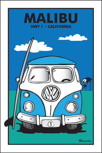 SURF ~ MALIBU ~ CALIFORNIA ~ SIMPLE SURF BUS GRILL ~ SEAFOAM ~ 12x18