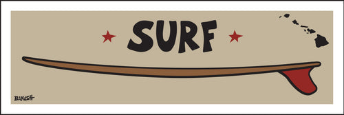 HAWAII ~ SURF ~ RED FIN ~ SURFBOARD ~ 8x24