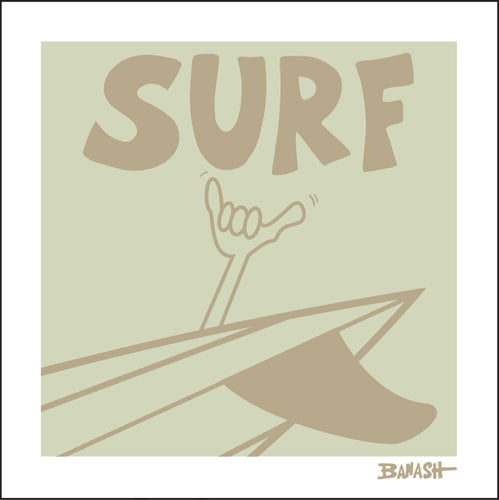 SURF ~ CLASSIC BOARD LOGO ~ DRIFTWOOD ~ 12x12