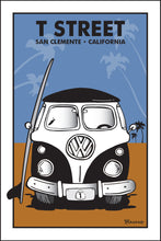 Load image into Gallery viewer, T STREET ~ SAN CLEMENTE ~ CALIFORNIA ~ SIMPLE SURF BUS GRILL ~ SAND LINES ~ 12x18