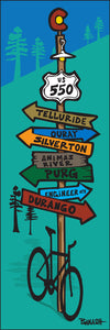 TELLURIDE ~ DURANGO ~ HWY 550 ~ SIGN POST ~ MOUNTAIN BIKE ~ SEAFOAM ~ 1:3