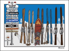 Load image into Gallery viewer, TELLURIDE MOUNTAIN ~ SKI RUNS ~ SIGN POST ~ VINTAGE SKIIS ~ SNOWBOARD ~ 3:4