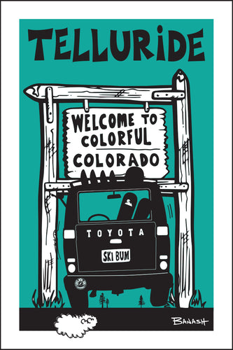 TELLURIDE ~ WELCOME SIGN ~ SKI LAND CRUISER TAIL ~ AIR ~ 2:3