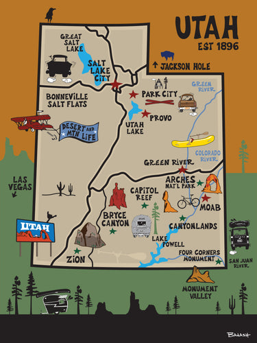 UTAH ~ DESTINATIONS MAP ~ 3:4