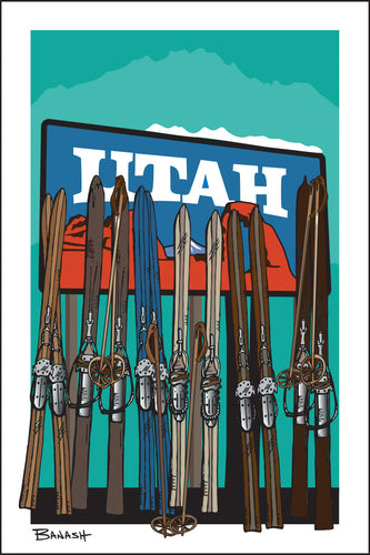 UTAH ~ WELCOME SIGN ~ VINTAGE SKIIS ~ 2:3
