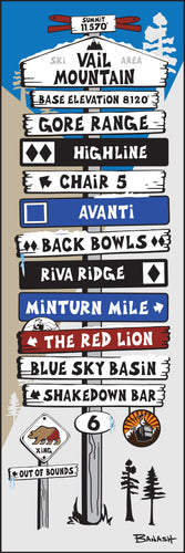VAIL MOUNTAIN ~ SKI RUNS ~ TOWN SIGN POST ~ 1:3