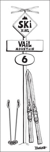 VAIL MOUNTAIN ~ SKI XING ~ VINTAGE SKIIS ~ SIGN POST ~ 8x24