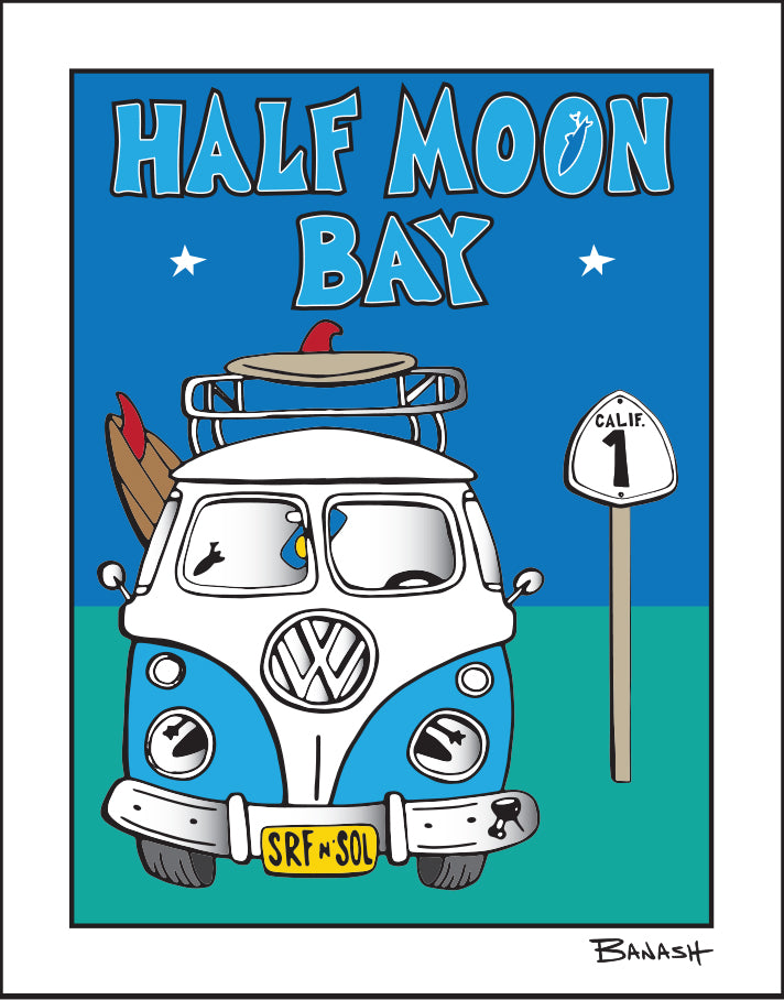 HALF MOON BAY ~ VW SURF BUS GRILL ~ HWY 1 ~ 3:4