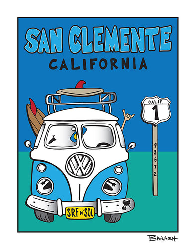 SAN CLEMENTE ~ SIMPLE SURF VW BUS GRILL ~ 3:4