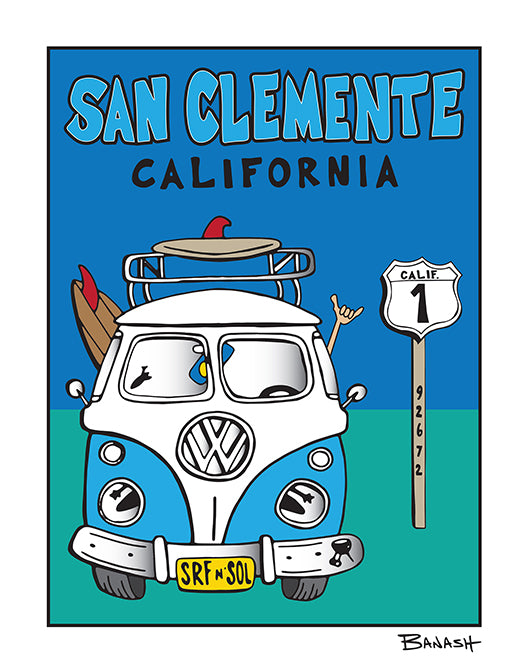 SAN CLEMENTE ~ SIMPLE SURF VW BUS GRILL ~ 3:4