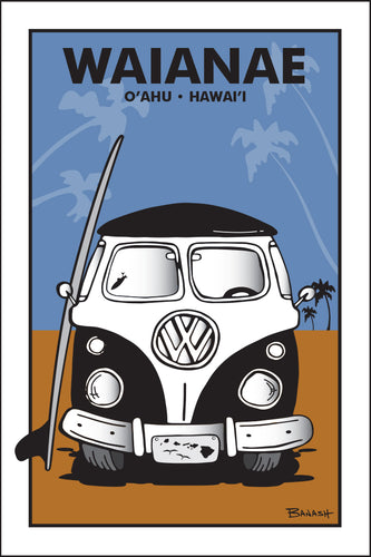 WAIANAE ~ O'AHU ~ HAWAI'I ~ SIMPLE SURF BUS GRILL ~ SAND LINES ~ 12x18