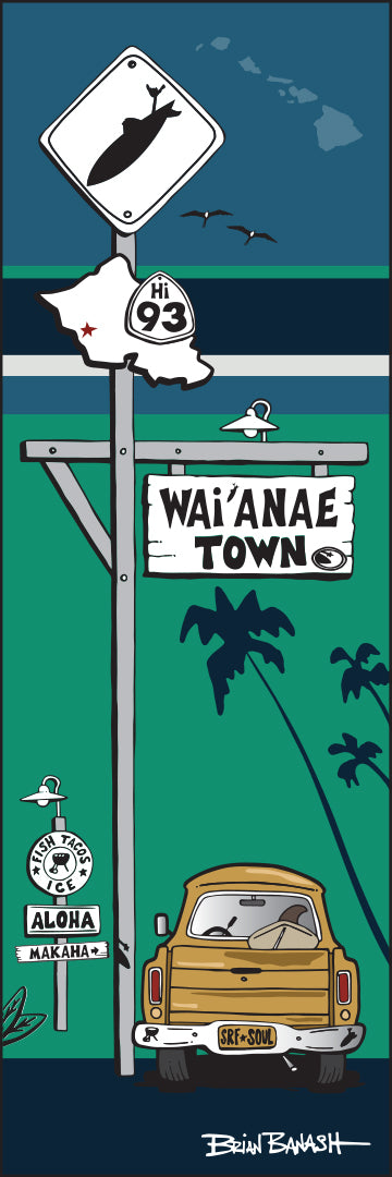 WAIANAE TOWN ~ SURF XING ~ SURF PICKUP ~ OCEAN LINES ~ 8x24
