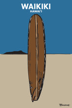 Load image into Gallery viewer, WAIKIKI ~ HAWAI'I ~ VINTAGE LONGBOARD ~ LE'AHI ~ SAND ~ INDIGO SKY ~ 2:3