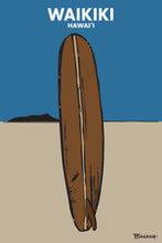 Load image into Gallery viewer, WAIKIKI ~ HAWAI'I ~ VINTAGE LONGBOARD ~ LE'AHI ~ SAND ~ INDIGO SKY ~ 2:3