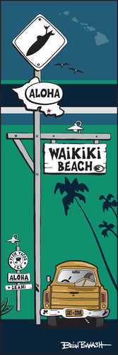 WAIKIKI BEACH ~ SURF XING ~ SURF PICKUP ~ OCEAN LINES ~ 8x24