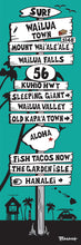 Load image into Gallery viewer, WAILUA TOWN ~ KUHIO HWY 56 ~ KAUA&#39;I ~ SIGN POST ~ SEAFOAM ~ 8x24