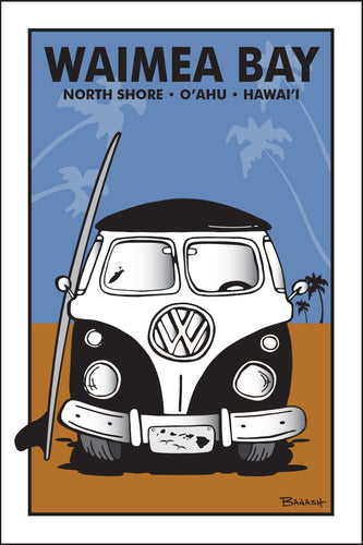 WAIMEA BAY ~ O'AHU ~ HAWAI'I ~ SIMPLE SURF BUS GRILL ~ SAND LINES ~ 12x18