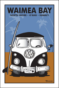 WAIMEA BAY ~ O'AHU ~ HAWAI'I ~ SIMPLE SURF BUS GRILL ~ SAND LINES ~ 12x18