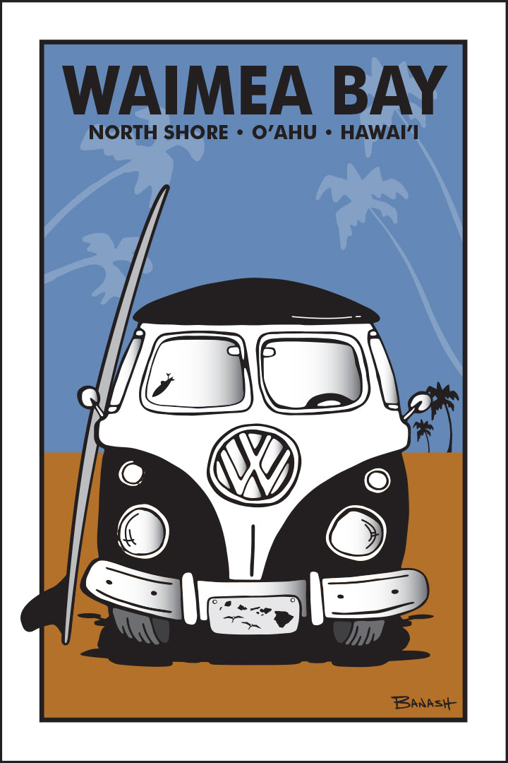 WAIMEA BAY ~ O'AHU ~ HAWAI'I ~ SIMPLE SURF BUS GRILL ~ SAND LINES ~ 12x18