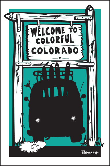 COLORADO ~ WELCOME SIGN ~ SKI BUS TAIL ~ AIR ~ 2:3