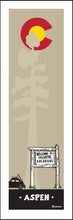 Load image into Gallery viewer, ASPEN ~ WELCOME TO COLORADO SIGN ~ SKI BUG ~ PINE ~ CO LOGO