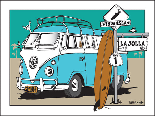 WINDANSEA ~ LA JOLLA ~ SURF XING ~ SURF BUS ~ LONGBOARD ~ 16x20