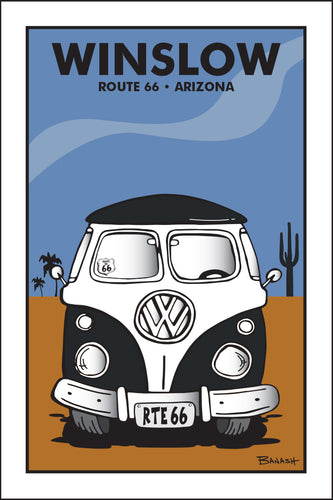 WINSLOW ~ ROUTE 66 ~ ARIZONA ~ SIMPLE DESERT BUS GRILL ~ 12x18