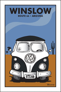 WINSLOW ~ ROUTE 66 ~ ARIZONA ~ SIMPLE DESERT BUS GRILL ~ 12x18