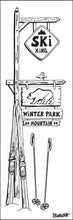 Load image into Gallery viewer, WINTER PARK ~ SKI MOUNTAIN ~ SIGN POST ~ VINTAGE SKI XING ~ 1:3