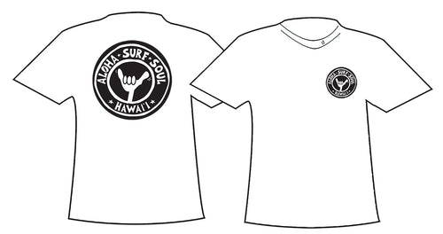 ALOHA SURF SOUL ~ HAWAI'I ~ SHAKA ~ WHITE ~ GRAPHIC T-SHIRT