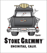 Load image into Gallery viewer, STONE GREMMY SURF ~ ENCINITAS ~ 1957 SURF CHEVY WAGON TAILFINS ~ 12x12