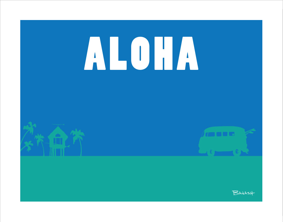 ALOHA ~ HAWAII ~ SURF BUS ~ SURF HUT ~ 16x20