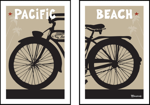 PACIFIC BEACH ~ AUTOCYCLE ~ PALMS ~ DIPTYCH ~ 12x18