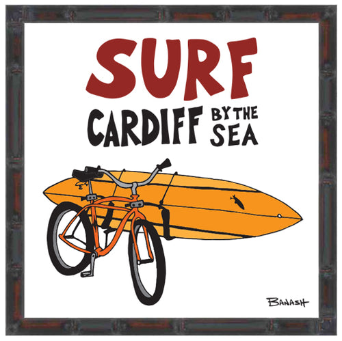 CARDIFF BY THE SEA ~ SURF CRUISER SIDE CAR ~ SURFBOARD ~ 12x12