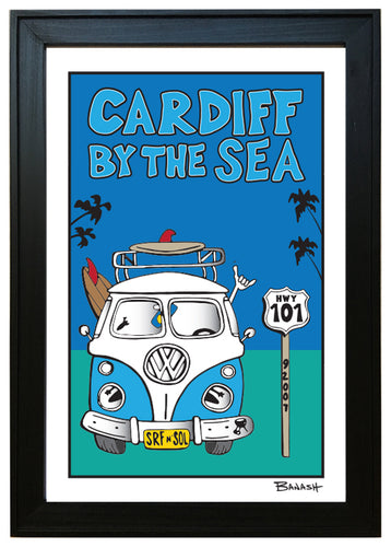 CARDIFF BY THE SEA ~ SURF VW BUS GRILL ~ 12x18